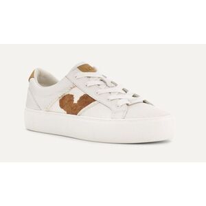 Ugg Dinale Sneaker White Leather Cow Print Low Top Athletic Shoe Women’s 8.5 US